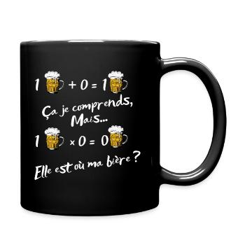 Elle est ou ma bière cadeau apéro humour homme - Mug uni - noir - Droite