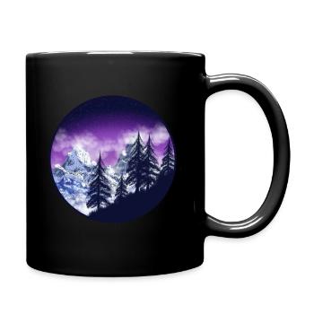 Winterliche Berge - Tasse einfarbig - Schwarz - Rechts