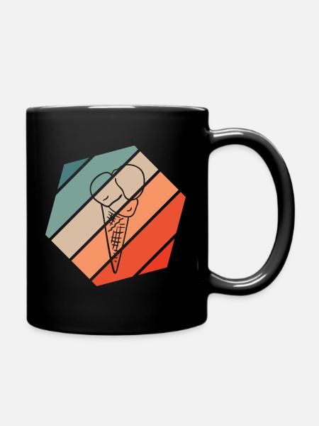 Eistüte Retro Style Vintage - Tasse einfarbig - Schwarz