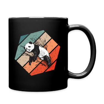 Panda Retro Style Vintage - Full Colour Mug - black - Right
