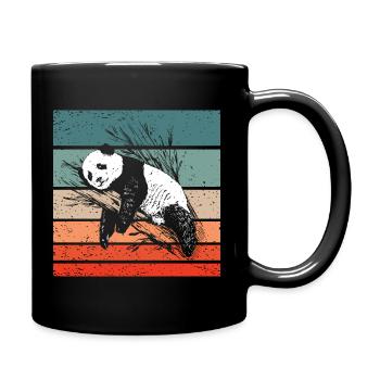 Panda Retro Style Vintage - Full Colour Mug - black - Right