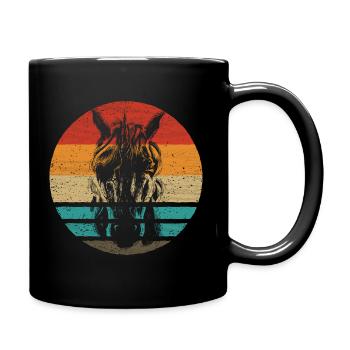 Einhorn Retro Style Vintage - Tasse einfarbig - Schwarz - Rechts