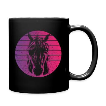 Einhorn Retro Style Vintage - Tasse einfarbig - Schwarz - Rechts