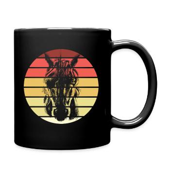 Einhorn Retro Style Vintage - Tasse einfarbig - Schwarz - Rechts