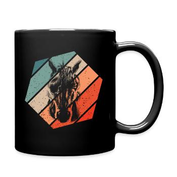 Einhorn Retro Style Vintage - Tasse einfarbig - Schwarz - Rechts