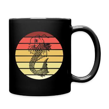 Koi Fisch Retro Style Vintage - Tasse einfarbig - Schwarz - Rechts