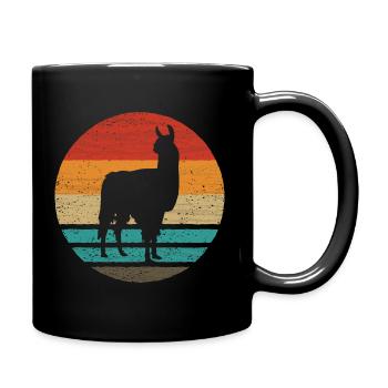 Lama Retro Style Vintage - Mug uni - noir - Droite
