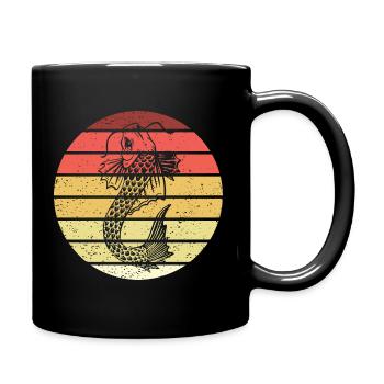 Koi Fisch Retro Style Vintage - Tasse einfarbig - Schwarz - Rechts