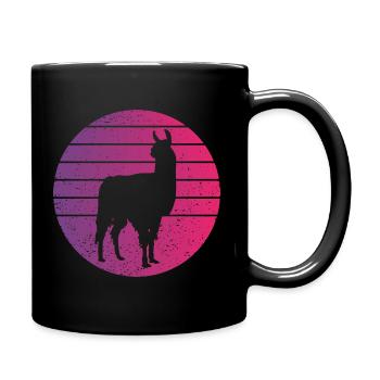 Lama Retro Style Vintage - Mug uni - noir - Droite