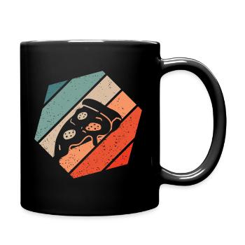 Pizza Stück Retro Style Vintage - Tasse einfarbig - Schwarz - Rechts