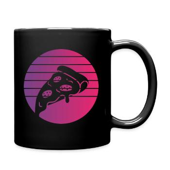 Pizza Stück Retro Style Vintage - Tasse einfarbig - Schwarz - Rechts