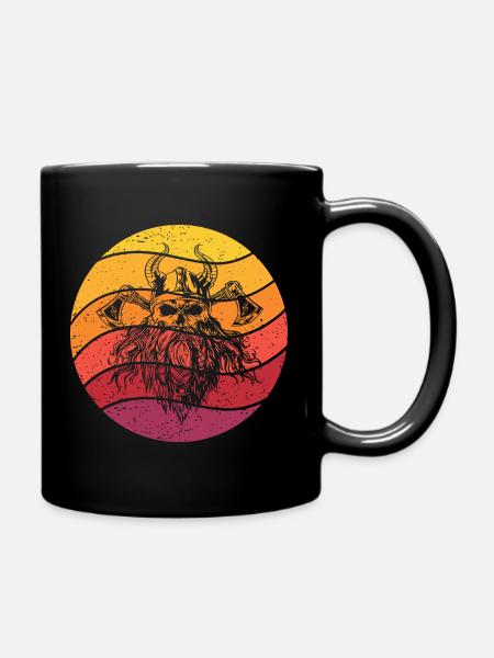 Wikinger Schädel Retro Style Vintage - Tasse einfarbig - Schwarz