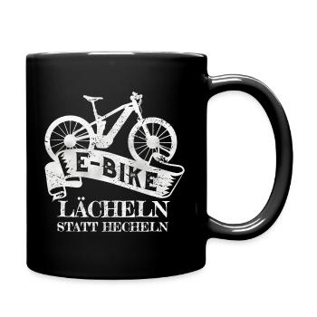 E-Bike Lächeln Statt Hächeln Elektro Fahrrad - Tasse einfarbig - Schwarz - Rechts