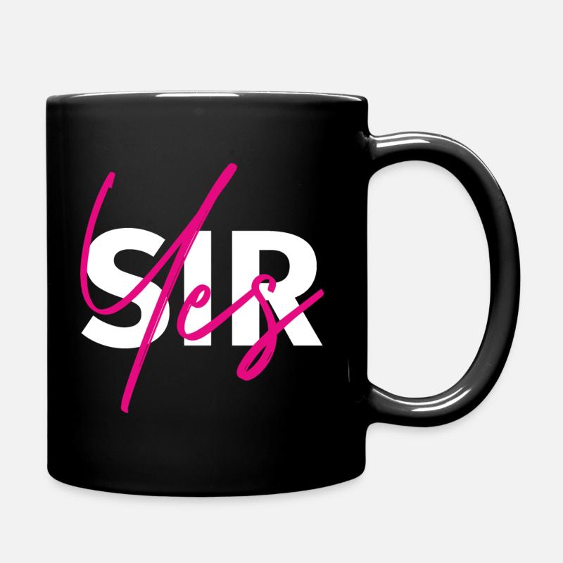 Yes, Sir! Weiß mit Pink - Tasse einfarbig - Schwarz