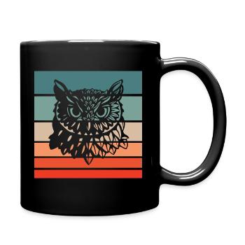 Eule Retro Style Vintage - Tasse einfarbig - Schwarz - Rechts