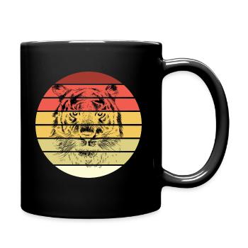 Vintage Retro Tiger - Tasse einfarbig - Schwarz - Rechts