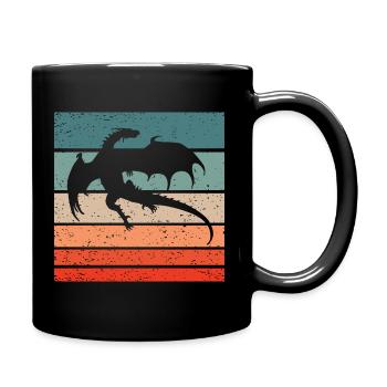 Drache Retro Style Vintage - Tasse einfarbig - Schwarz - Rechts