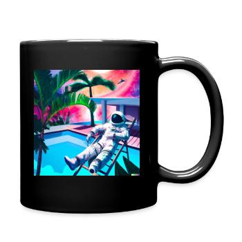 Astronaut by the pool - Full Colour Mug - black - Right