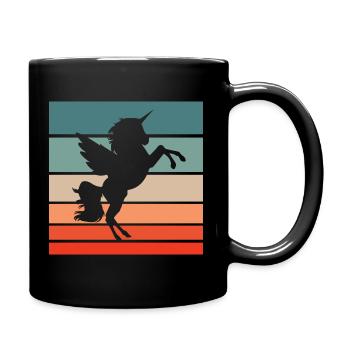 Einhorn Retro Style Vintage - Tasse einfarbig - Schwarz - Rechts