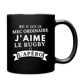 mec simple - rugby et apéro - Mug uni - noir - Droite