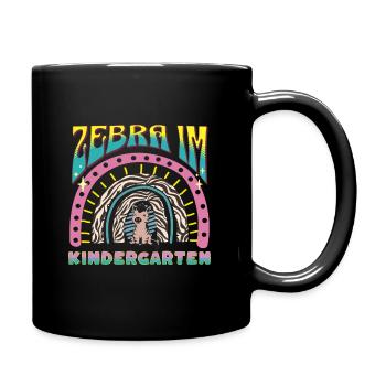 Zebra im Kindergarten Regenbogen Streife Design DE - Tasse einfarbig - Schwarz - Rechts