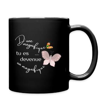 Aussi délicate et forte que le papillon - Mug uni - noir - Droite