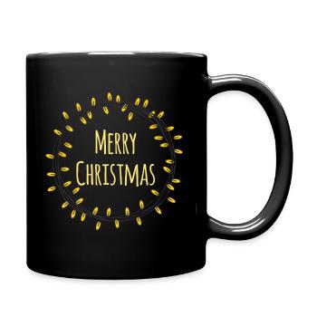 Wreath of lights * String of lights * MERRY CHRISTMAS - Full Colour Mug - black - Right