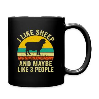 I like sheep and maybe 3 people - Full Colour Mug - black - Right