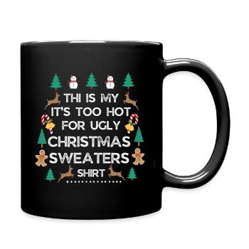 Weihnachtspullover - Tasse einfarbig - Schwarz - Rechts
