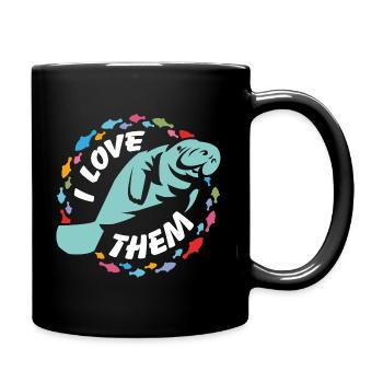Ich liebe Manatees - Tasse einfarbig - Schwarz - Rechts