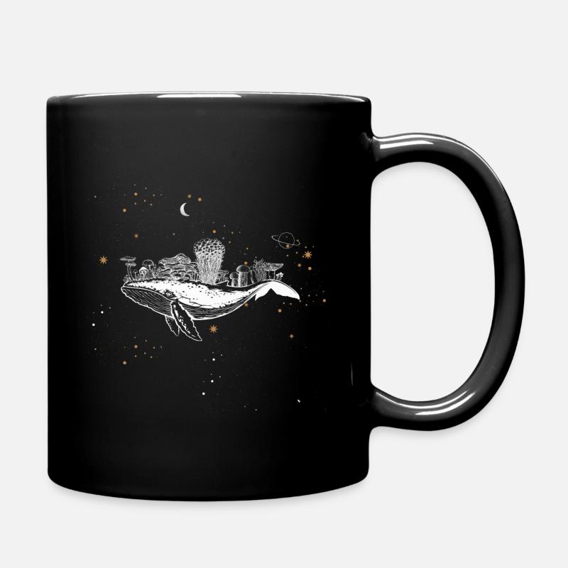 Surrealer Wal mit Pilzen im Weltraum mit Sternen - Tasse einfarbig - Schwarz