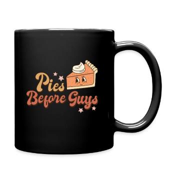 Thanksgiving Pies before guys retro vintage - Tasse einfarbig - Schwarz - Rechts