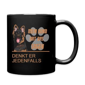 Lustiges Hunde Shirt - Tasse einfarbig - Schwarz - Rechts