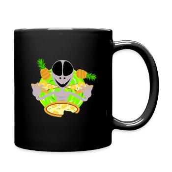 Pineapple Pizza Enjoyer, Alien Eating Pizza - Full Colour Mug - black - Right