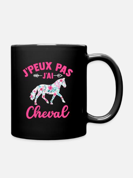 j'peux pas j'ai cheval t-shirt cavalière - Mug uni - noir