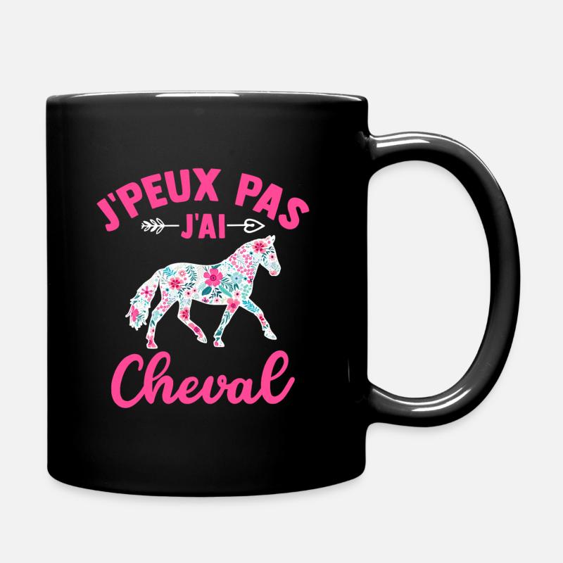 j'peux pas j'ai cheval t-shirt cavalière - Mug uni - noir
