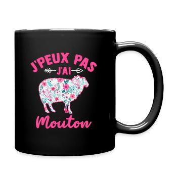 J'peux pas j'ai moutom t-shirt humour moutons - Mug uni - noir - Droite