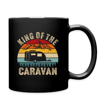 King of the Caravan T-Shirt Camper mit Wohnwagen - Tasse einfarbig - Schwarz - Rechts