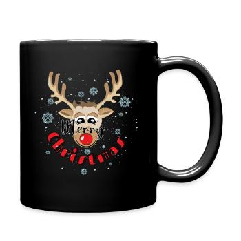 Merry Christmas reindeer - Full Colour Mug - black - Right