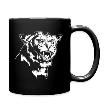 LÖWIN Löwenkopf Löwenmama Tier Safari Wilsigns - Tasse einfarbig - Schwarz - Rechts