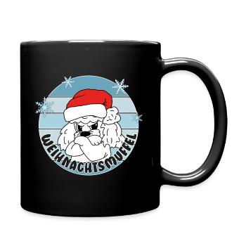 Comicstyle Pudelmotiv - Weihnachten ohne mich - Tasse einfarbig - Schwarz - Rechts