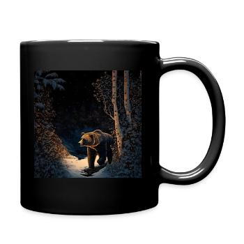 Ukiyo bear in forest landscape at winter time - Full Colour Mug - black - Right