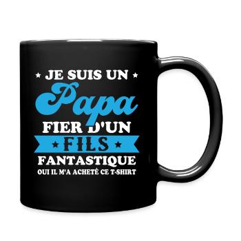 Je suis un papa fier d'un fils, Cadeau papa - Mug uni - noir - Droite