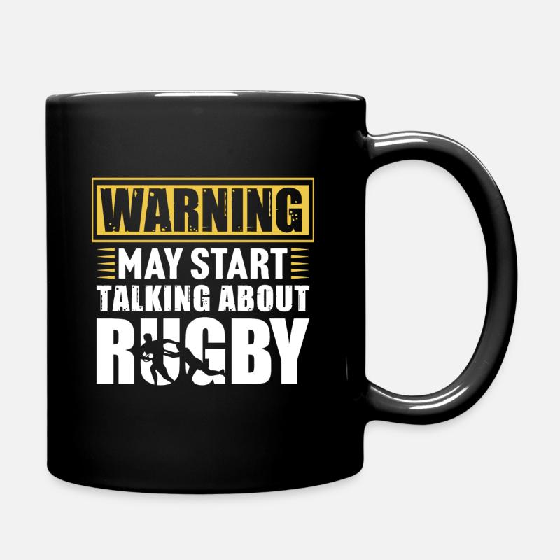 Avertissement peut commencer à parler de T-shirt de rugby - Mug uni - noir
