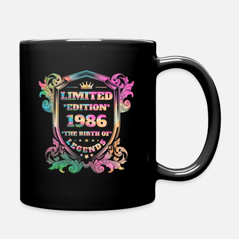 1986 Anniversaire vintage couleurs arc-en-ciel - Mug uni - noir