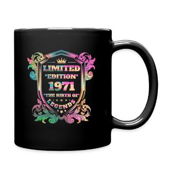 1971 Geburtstag Jahrgang Vintage Regenbogenfarben - Tasse einfarbig - Schwarz - Rechts