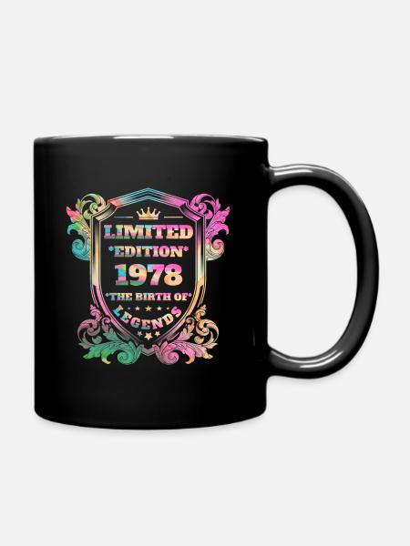 1978 Birthday vintage rainbow colors - Full Colour Mug - black