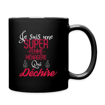Super Femme Ménagère qui Déchire - Mug uni - noir - Droite
