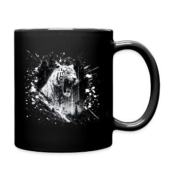 Tigre rugissant blanc en colère dans la jungle - Mug uni - noir - Droite