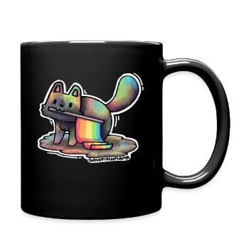 Chat arc-en-ciel - Mug uni - noir - Droite